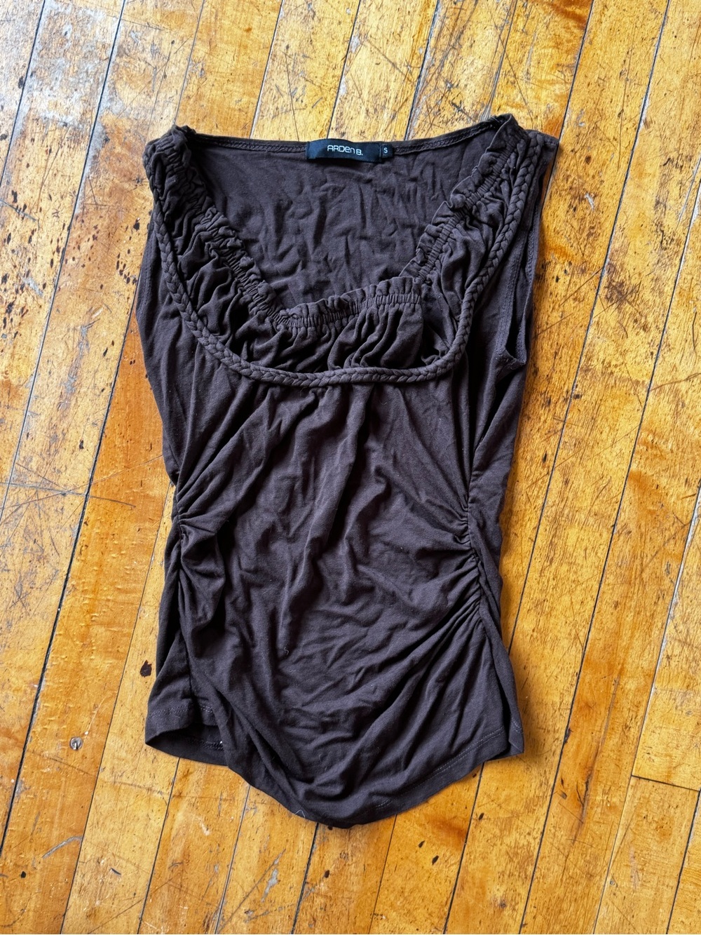 Brown Ruched Scoop-Neck Tank Top by Aeropostale
